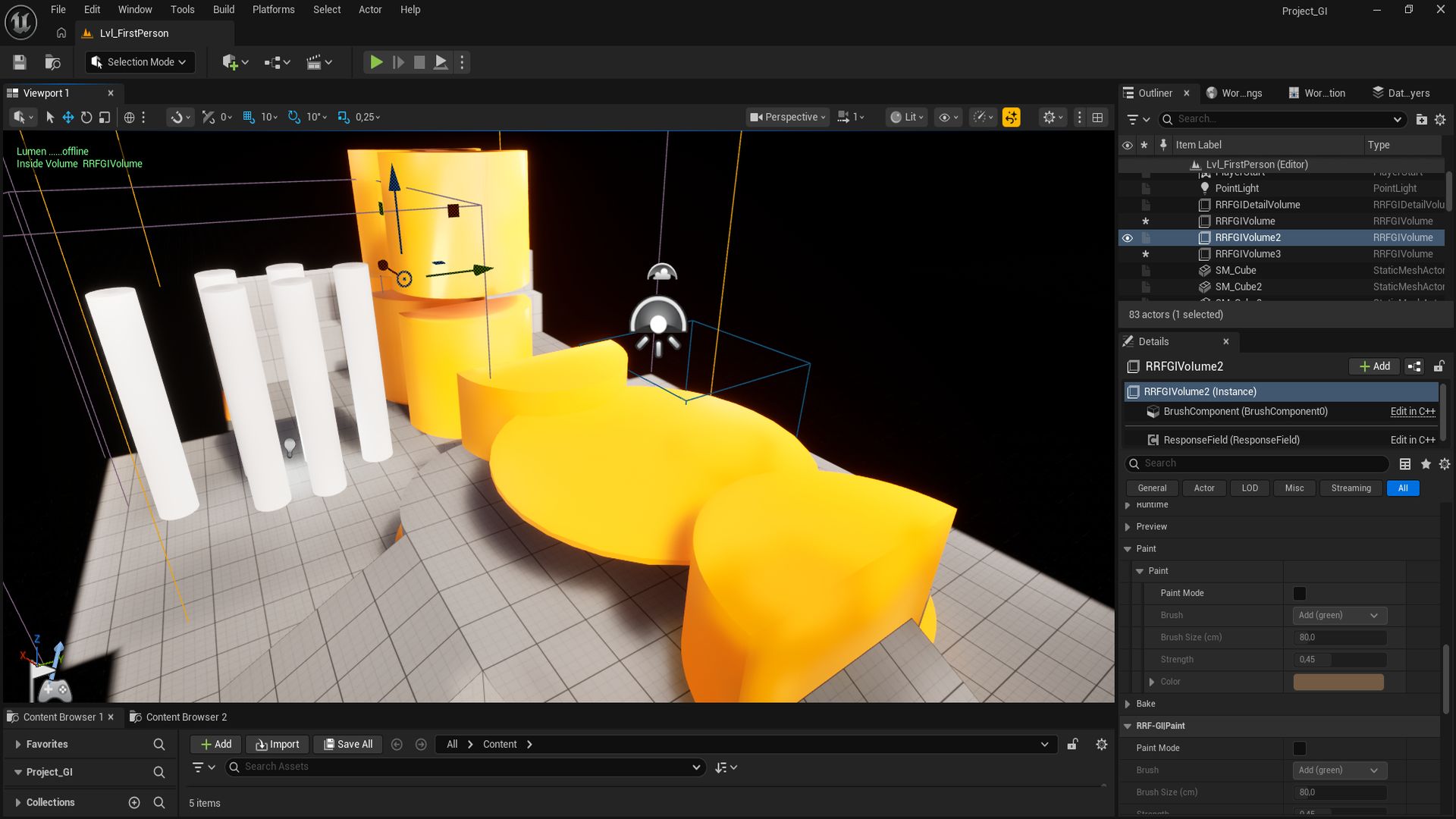 RRF global illumination in the Unreal editor